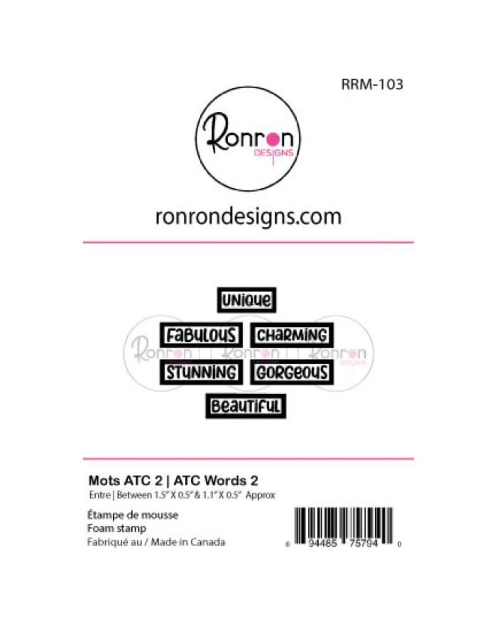 RONRON DESIGNS RONRON DESIGNS MOTS ATC ANGLAIS 2 FOAM STAMP SET