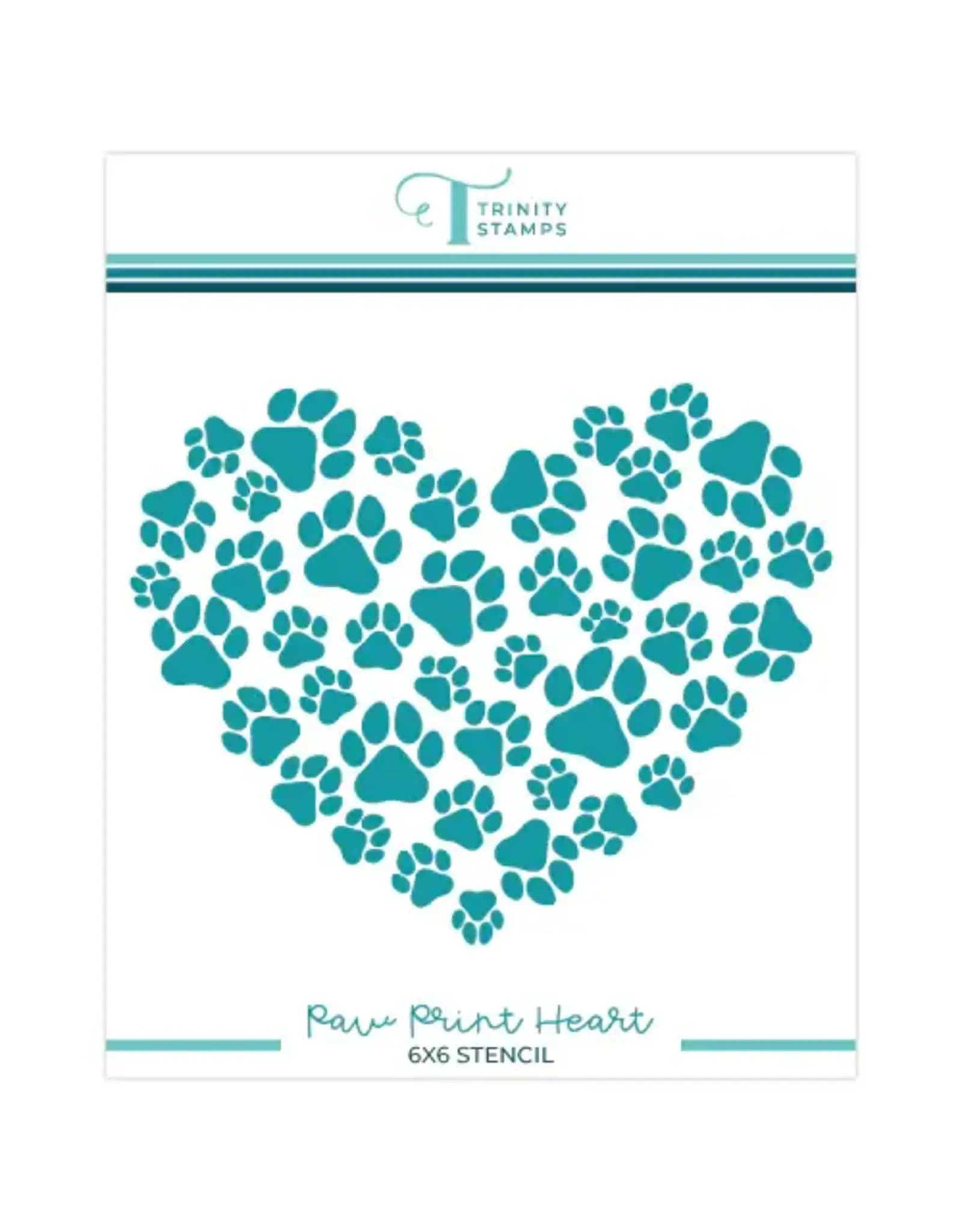TRINITY STAMPS TRINITY STAMPS PAW PRINT HEART 6x6 STENCIL