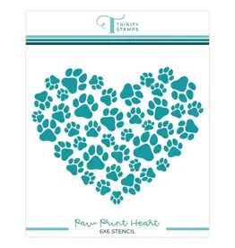 TRINITY STAMPS TRINITY STAMPS PAW PRINT HEART 6x6 STENCIL