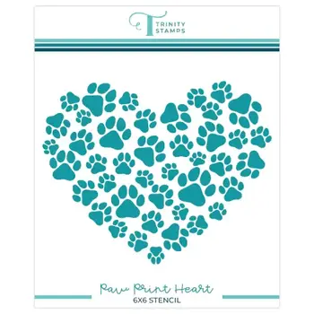 TRINITY STAMPS TRINITY STAMPS PAW PRINT HEART 6x6 STENCIL