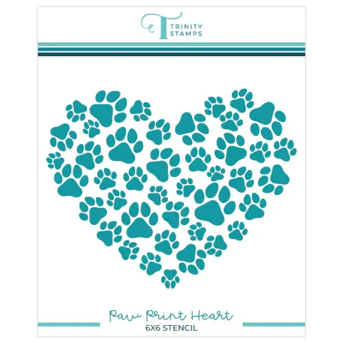 TRINITY STAMPS TRINITY STAMPS PAW PRINT HEART 6x6 STENCIL