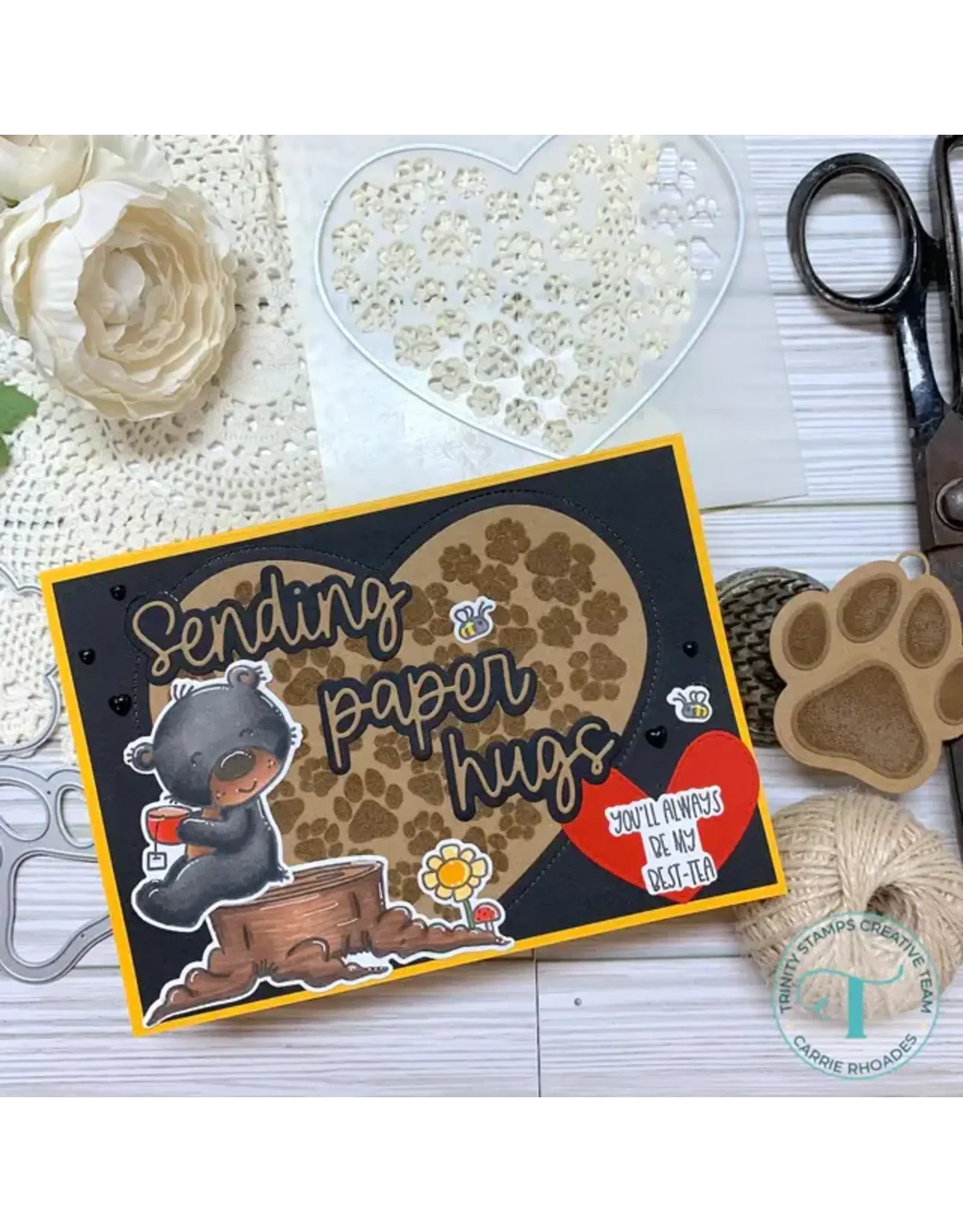 TRINITY STAMPS TRINITY STAMPS PAW PRINT HEART 6x6 STENCIL