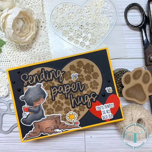 TRINITY STAMPS TRINITY STAMPS PAW PRINT HEART 6x6 STENCIL