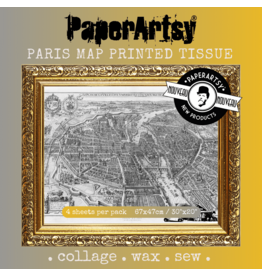 PAPER ARTSY PAPER ARTSY PARIS MAP PRINTED TISSUE COLLAGE PAPER 4 SHEETS