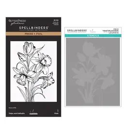 SPELLBINDERS SPELLBINDERS BETTERPRESS YANA SMAKULA TULIPS AND DAFFODILS PRESS PLATE AND STENCIL BUNDLE