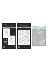 SPELLBINDERS SPELLBINDERS BETTERPRESS JAYCEE GASPAR ALL MY SENSES FACES PRESS/FOIL PLATES AND STENCIL BUNDLE