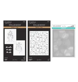 SPELLBINDERS SPELLBINDERS BETTERPRESS JAYCEE GASPAR ALL MY SENSES FACES PRESS/FOIL PLATES AND STENCIL BUNDLE