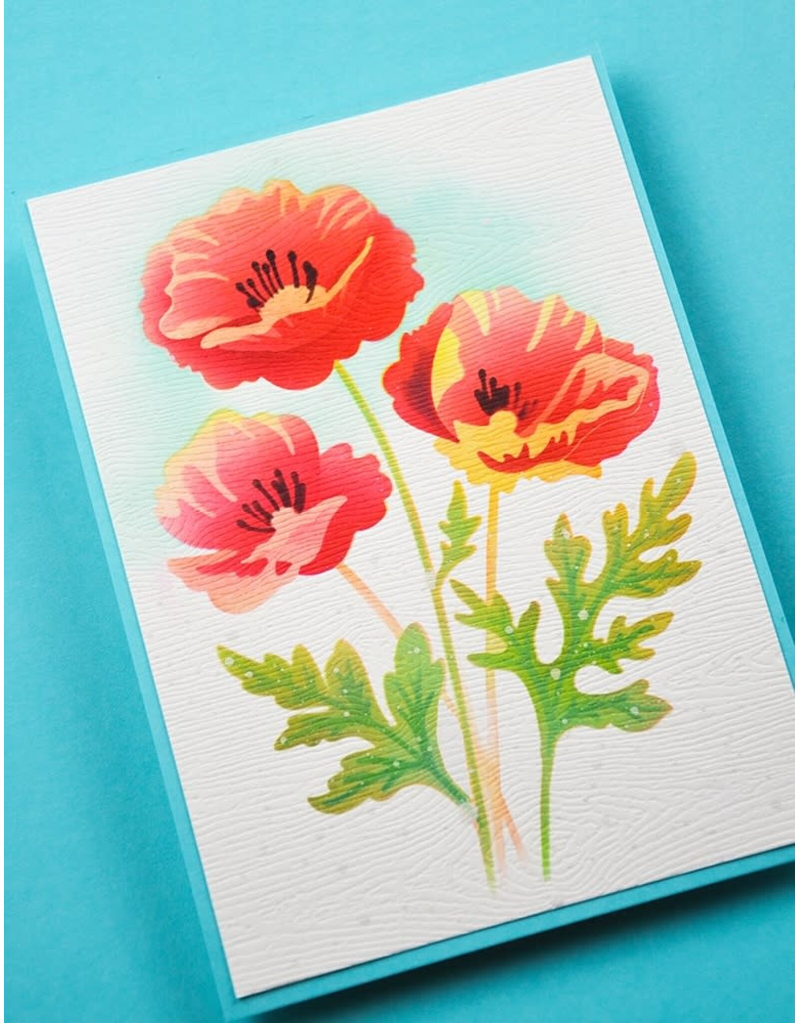 MEMORY BOX MEMORY BOX PLAYFUL POPPIES 6x6 STENCIL SET