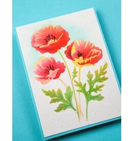 MEMORY BOX MEMORY BOX PLAYFUL POPPIES 6x6 STENCIL SET
