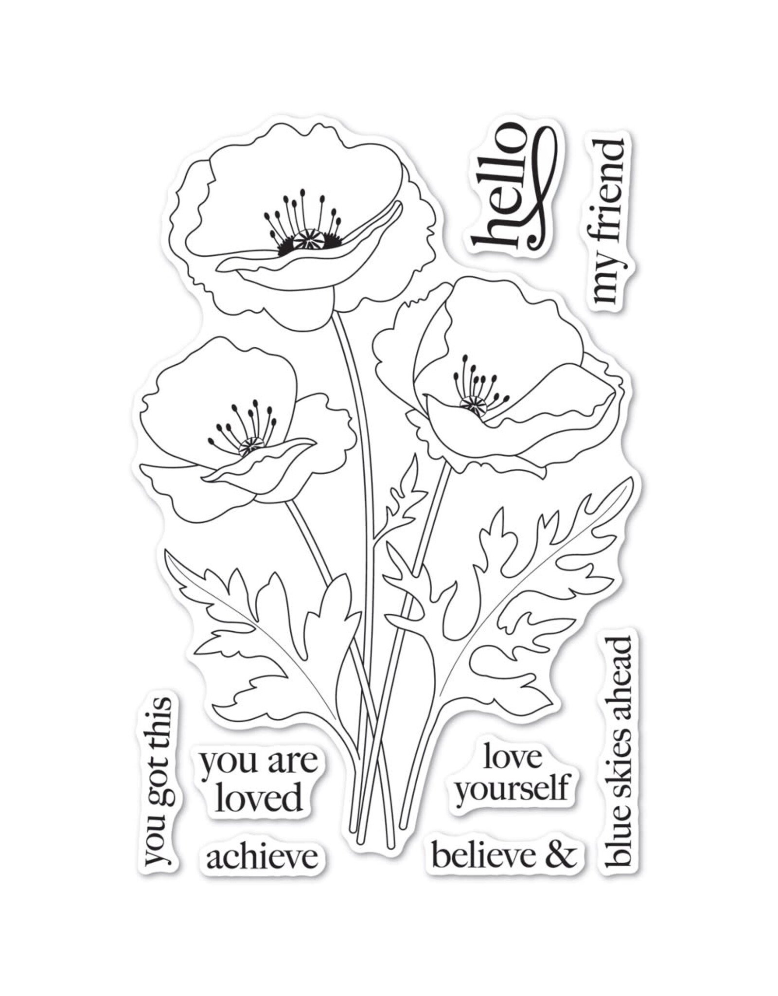 MEMORY BOX MEMORY BOX PLAYFUL POPPIES CLEAR STAMP SET