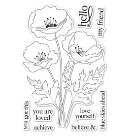 MEMORY BOX MEMORY BOX PLAYFUL POPPIES CLEAR STAMP SET