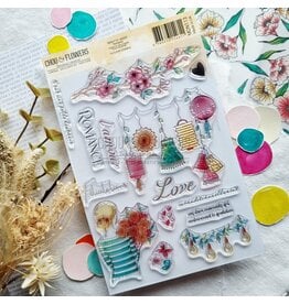 CHOU & FLOWERS CHOU & FLOWERS COLLECTION MON P'TIT JARDIN ROMANCE A5 CLEAR STAMP SET