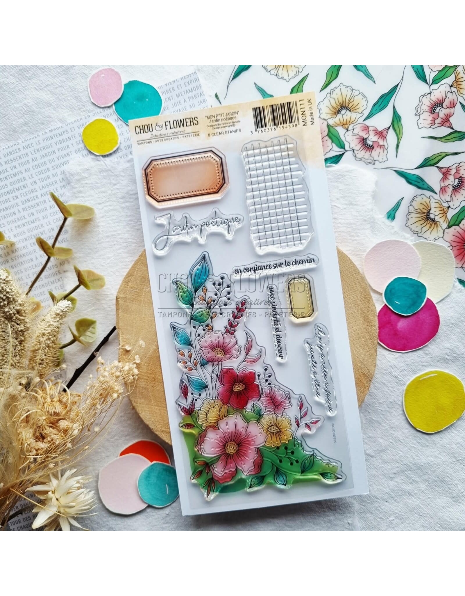 CHOU & FLOWERS CHOU & FLOWERS COLLECTION MON P'TIT JARDIN POETIQUE DL CLEAR STAMP SET