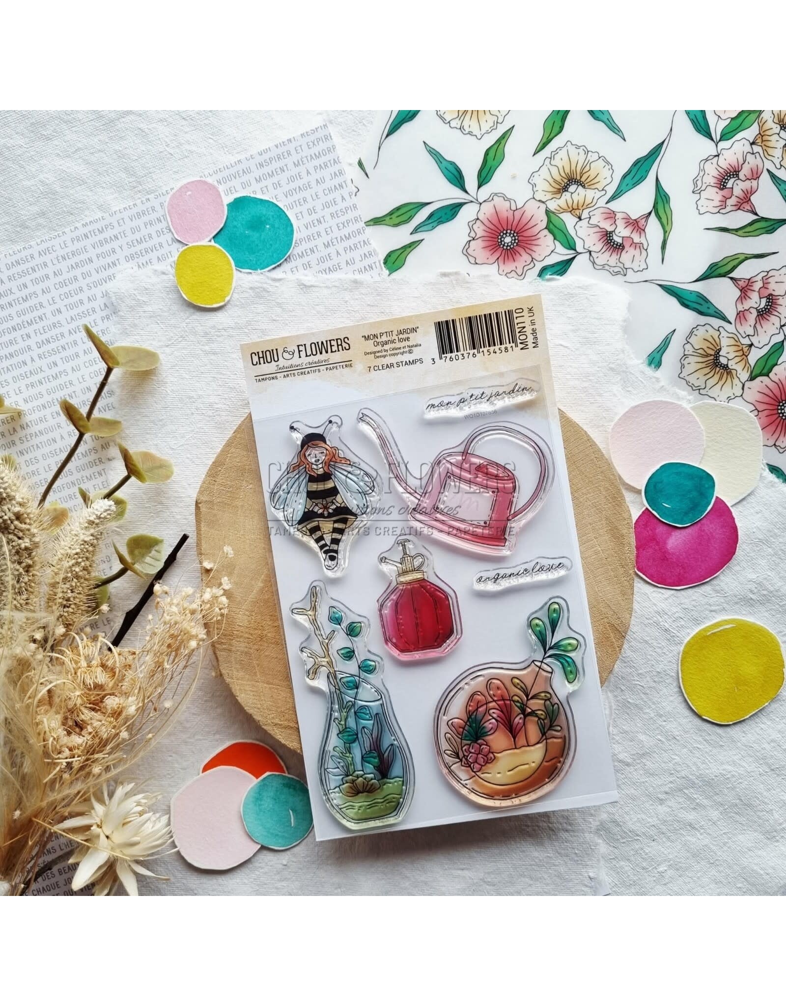 CHOU & FLOWERS CHOU & FLOWERS COLLECTION MON P'TIT JARDIN ORGANIC LOVE A6 CLEAR STAMP SET