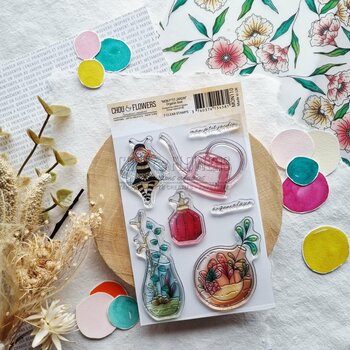 CHOU & FLOWERS CHOU & FLOWERS COLLECTION MON P'TIT JARDIN ORGANIC LOVE A6 CLEAR STAMP SET