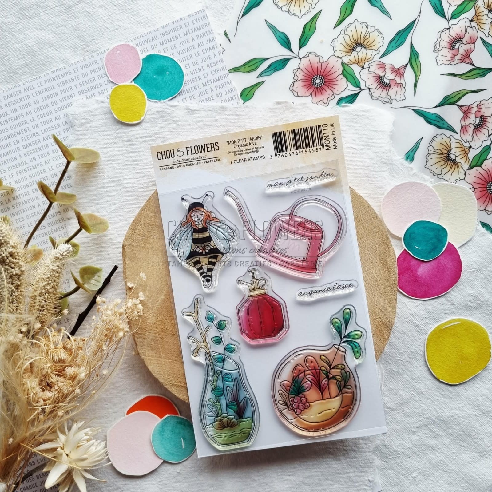 CHOU & FLOWERS CHOU & FLOWERS COLLECTION MON P'TIT JARDIN ORGANIC LOVE A6 CLEAR STAMP SET