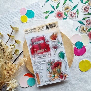 CHOU & FLOWERS CHOU & FLOWERS COLLECTION MON P'TIT JARDIN PIQUE-NIQUE A6 CLEAR STAMP SET
