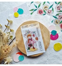 CHOU & FLOWERS CHOU & FLOWERS COLLECTION MON P'TIT JARDIN FILLE GUINGUETTE A7 CLEAR STAMP SET