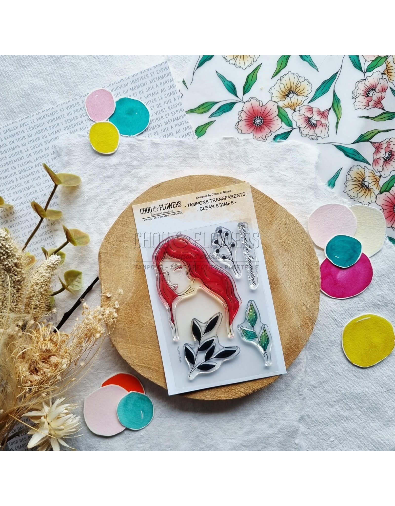 CHOU & FLOWERS CHOU & FLOWERS COLLECTION MON P'TIT JARDIN VISAGE VERS LA LUMIERE A7 CLEAR STAMP SET