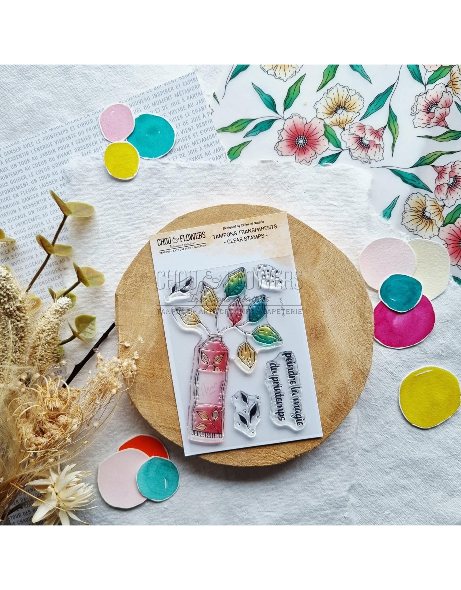 CHOU & FLOWERS CHOU & FLOWERS COLLECTION MON P'TIT JARDIN TUBE DE PEINTURE A7 CLEAR STAMP SET