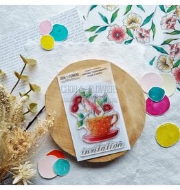 CHOU & FLOWERS CHOU & FLOWERS COLLECTION MON P'TIT JARDIN TASSE FLEURIE A7 CLEAR STAMP SET