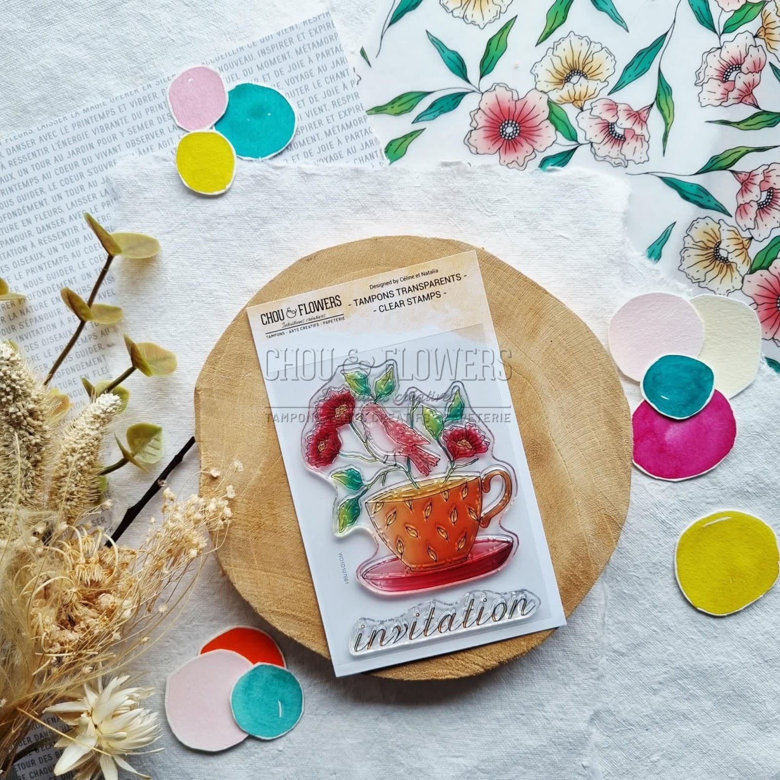 CHOU & FLOWERS CHOU & FLOWERS COLLECTION MON P'TIT JARDIN TASSE FLEURIE A7 CLEAR STAMP SET