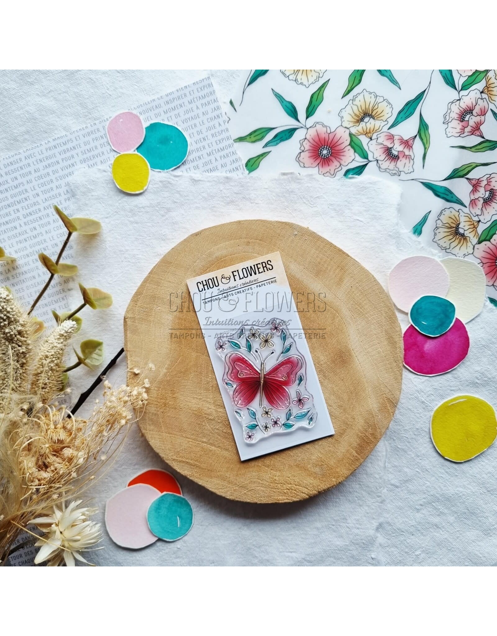 CHOU & FLOWERS CHOU & FLOWERS COLLECTION MON P'TIT JARDIN PAPILLONS A8 CLEAR STAMP