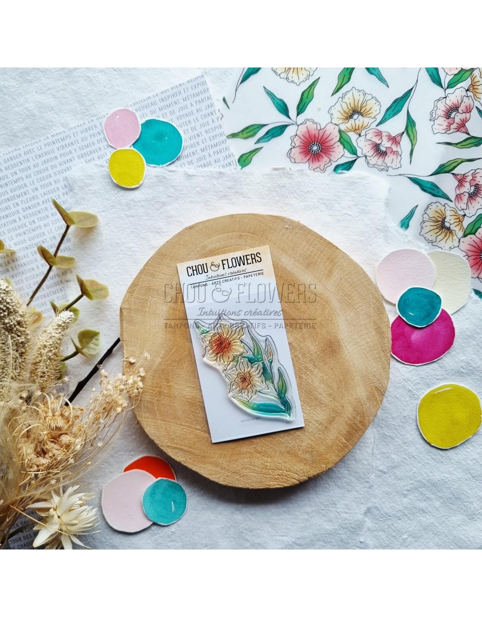 CHOU & FLOWERS CHOU & FLOWERS COLLECTION MON P'TIT JARDIN JONQUILLE A8 CLEAR STAMP