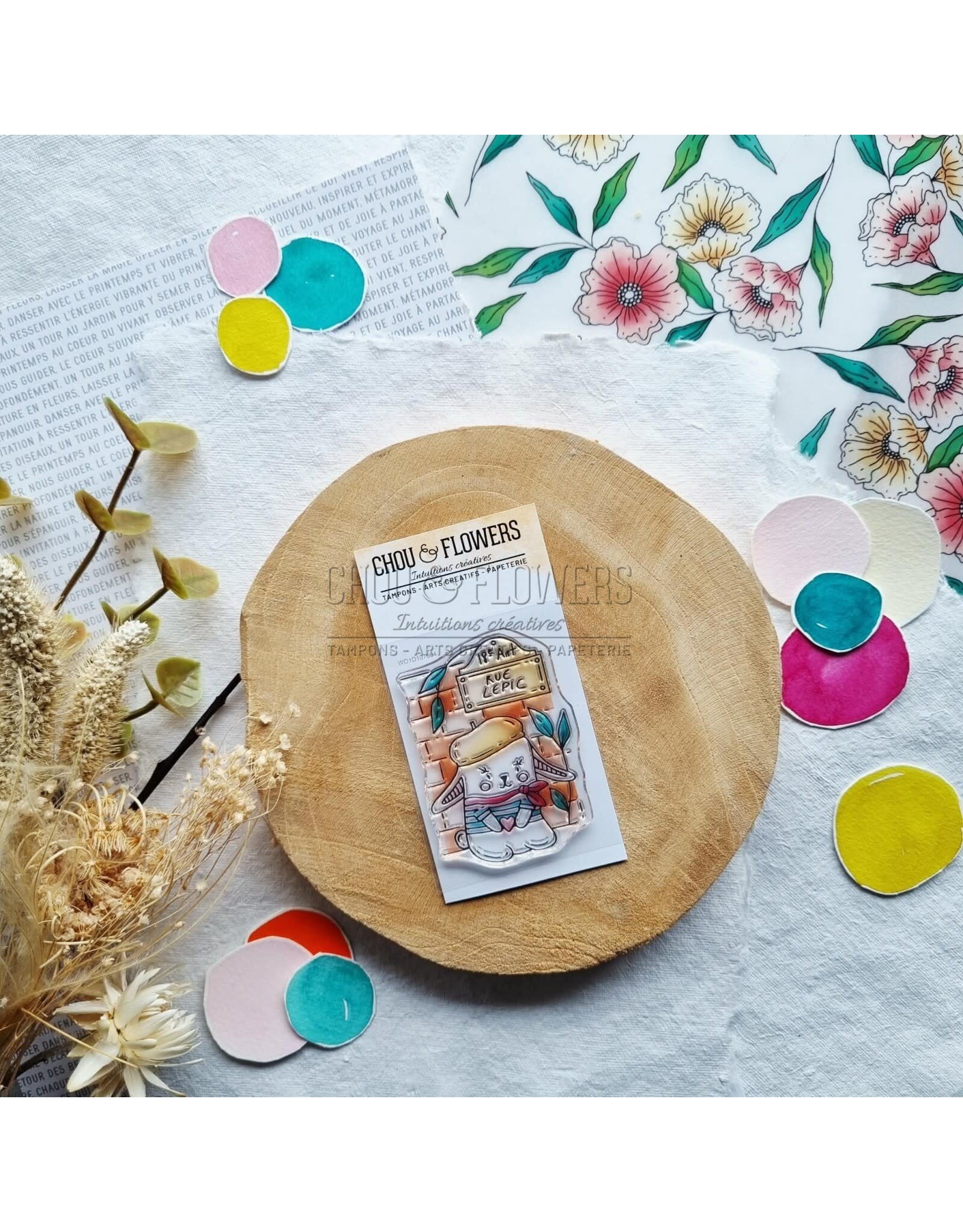 CHOU & FLOWERS CHOU & FLOWERS COLLECTION MON P'TIT JARDIN DOUDOU A PARIS A8 CLEAR STAMP