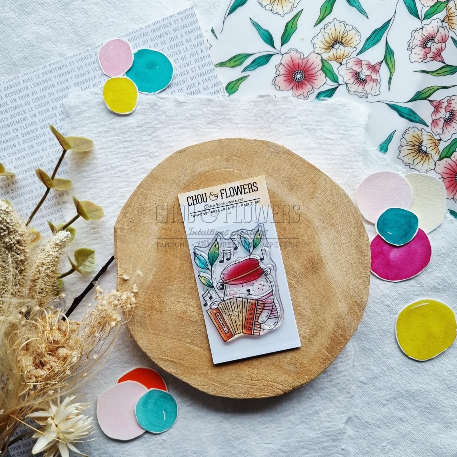 CHOU & FLOWERS CHOU & FLOWERS COLLECTION MON P'TIT JARDIN DOUDOU MUSICIEN A8 CLEAR STAMP