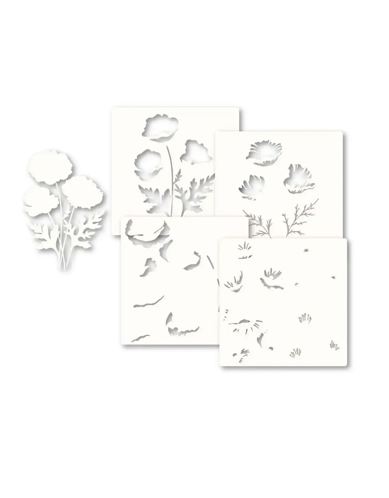 MEMORY BOX MEMORY BOX PLAYFUL POPPIES 6x6 STENCIL SET