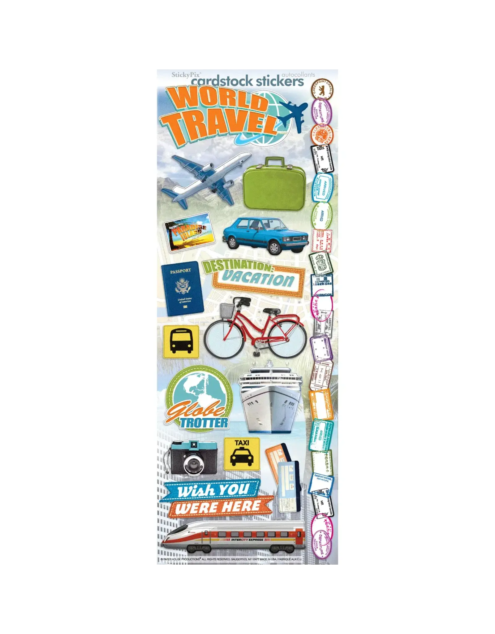 PAPER HOUSE PRODUCTIONS PAPER HOUSE WORLD TRAVEL CARDSTOCK STICKERS