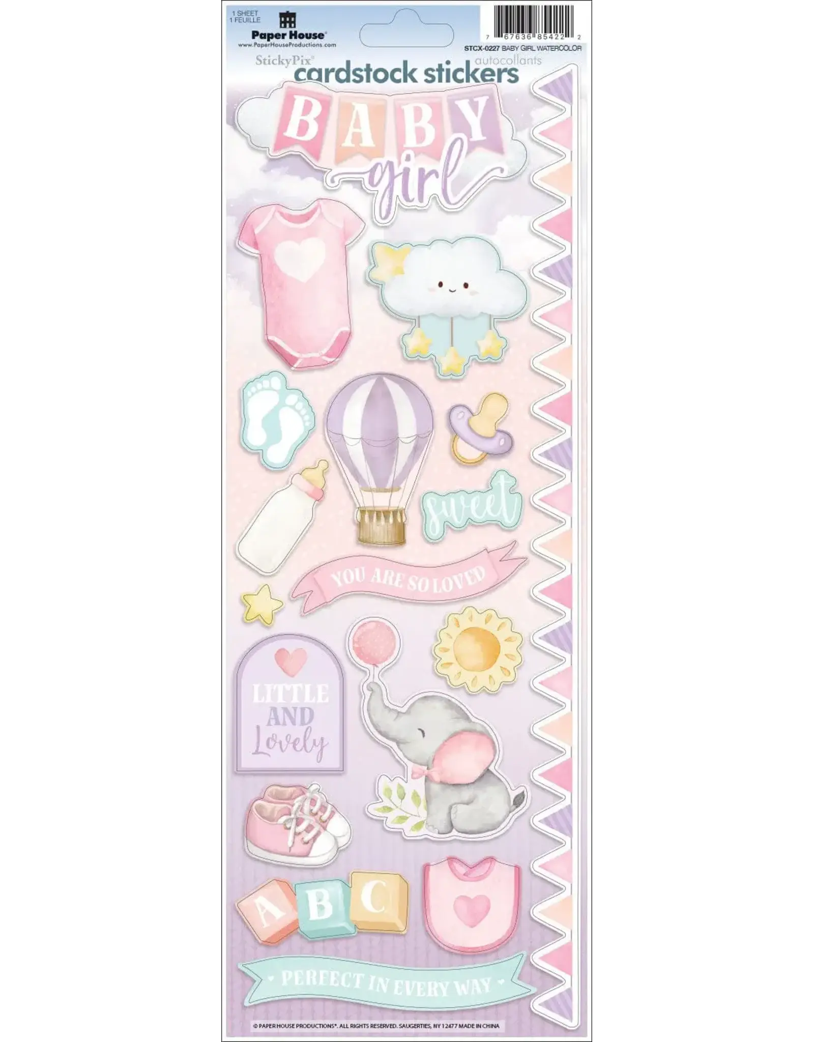 PAPER HOUSE PRODUCTIONS PAPER HOUSE BABY GIRL WATERCOLOR CARDSTOCK STICKERS