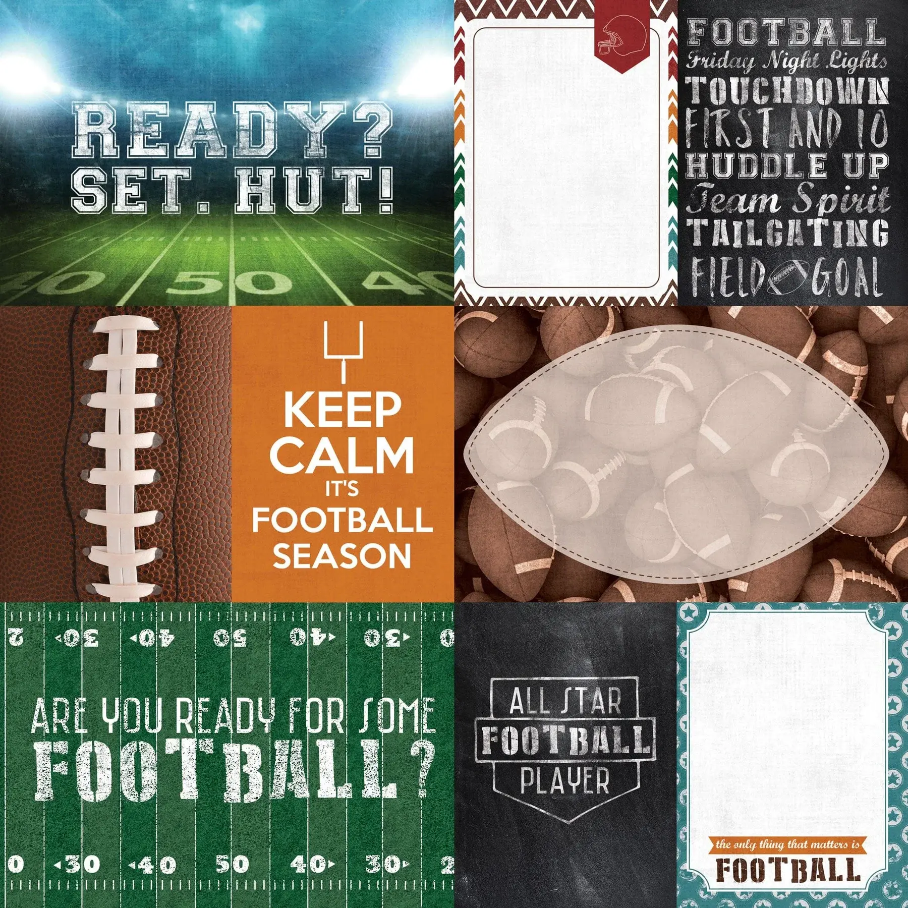 PAPER HOUSE PRODUCTIONS PAPER HOUSE FOOTBALL TAGS 12X12 CARDSTOCK