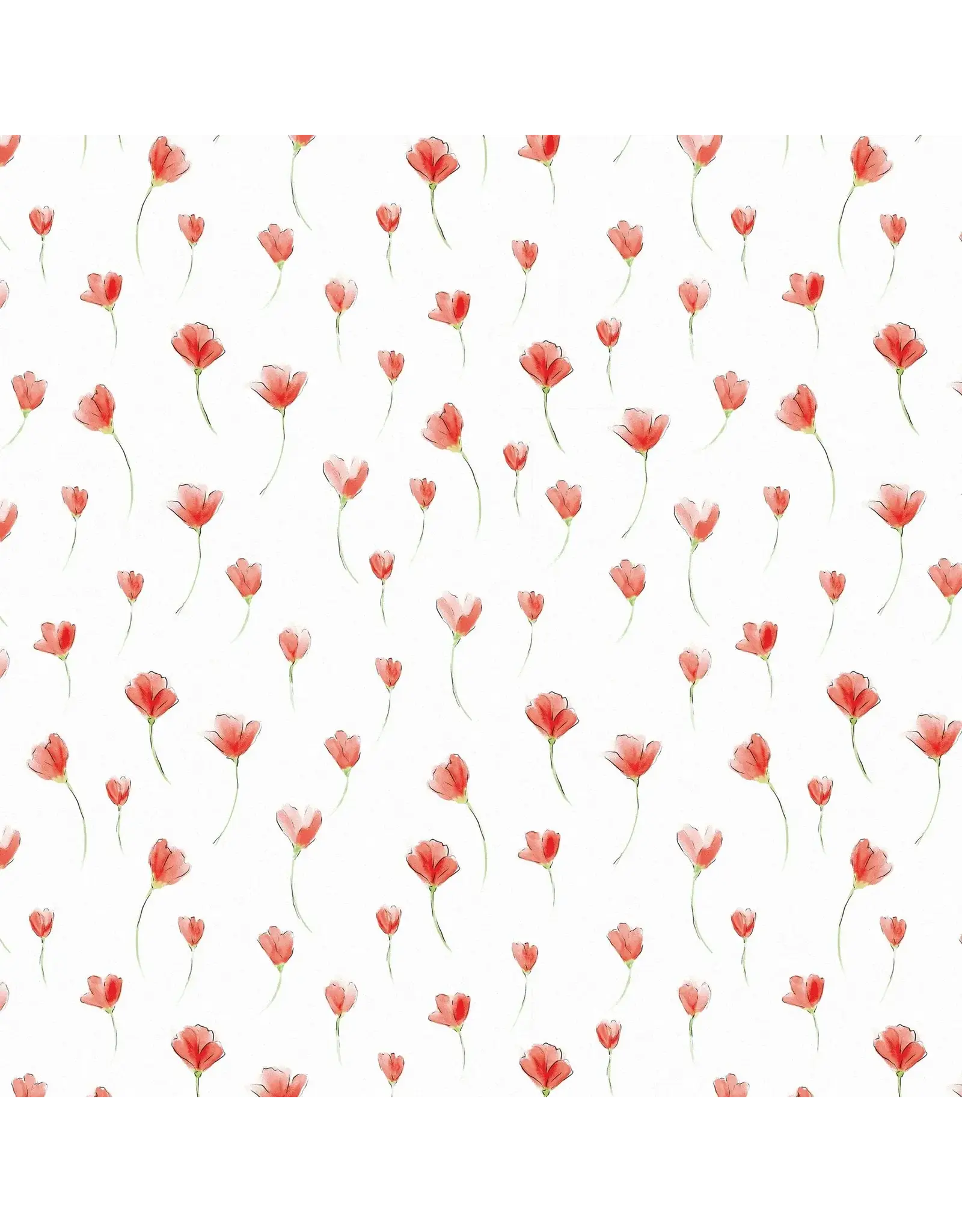 PAPER HOUSE PRODUCTIONS PAPER HOUSE RED WATERCOLOR FLORAL 2 12X12 CARDSTOCK