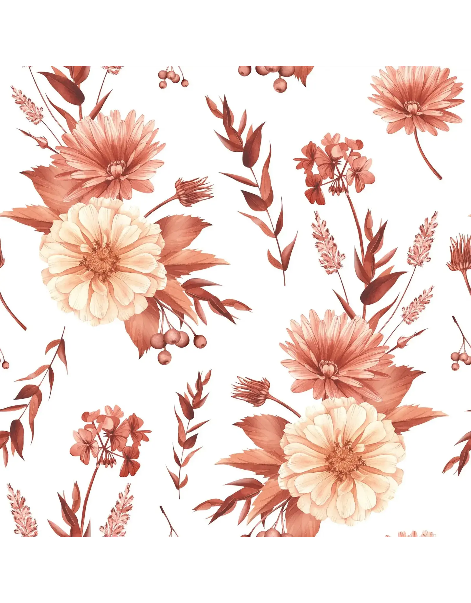 PAPER HOUSE PRODUCTIONS PAPER HOUSE TERRA COTTA WATERCOLOR FLORAL 12X12 CARDSTOCK