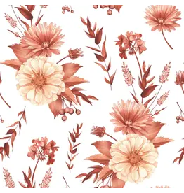 PAPER HOUSE PRODUCTIONS PAPER HOUSE TERRA COTTA WATERCOLOR FLORAL 12X12 CARDSTOCK