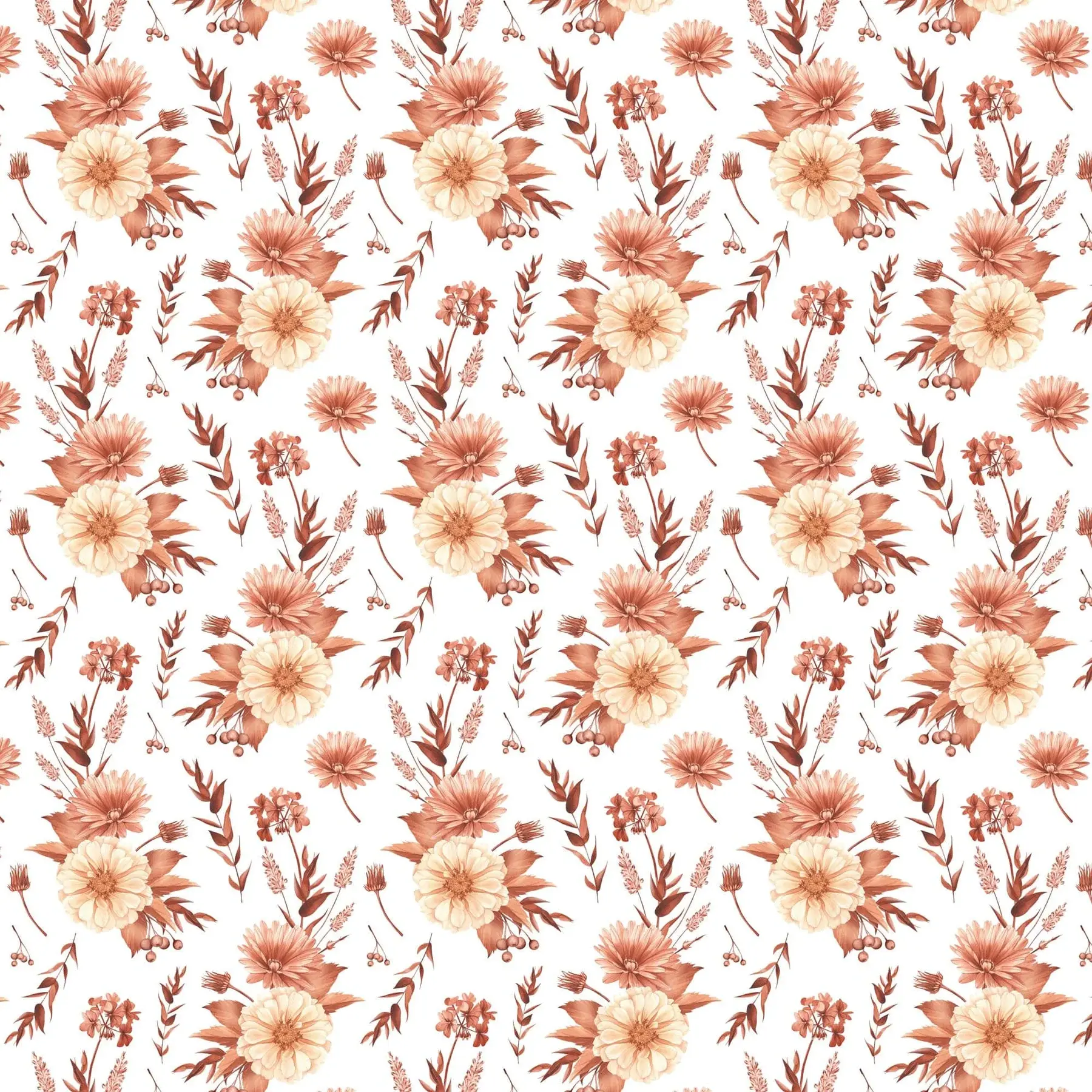 PAPER HOUSE PRODUCTIONS PAPER HOUSE TERRA COTTA WATERCOLOR FLORAL 12X12 CARDSTOCK