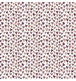 PAPER HOUSE PRODUCTIONS PAPER HOUSE BROWN WATERCOLOR HEARTS 12X12 CARDSTOCK