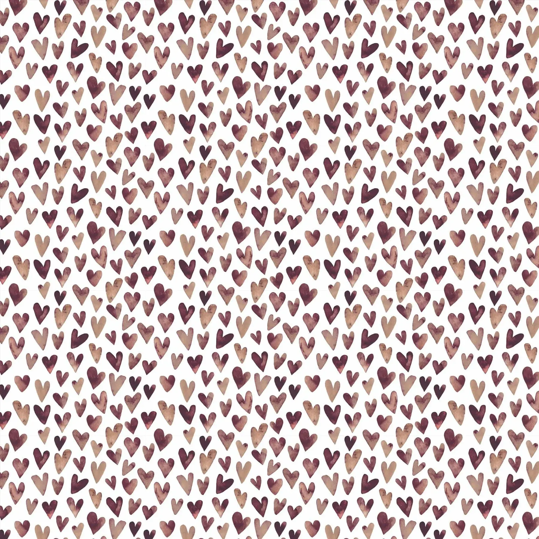 PAPER HOUSE PRODUCTIONS PAPER HOUSE BROWN WATERCOLOR HEARTS 12X12 CARDSTOCK