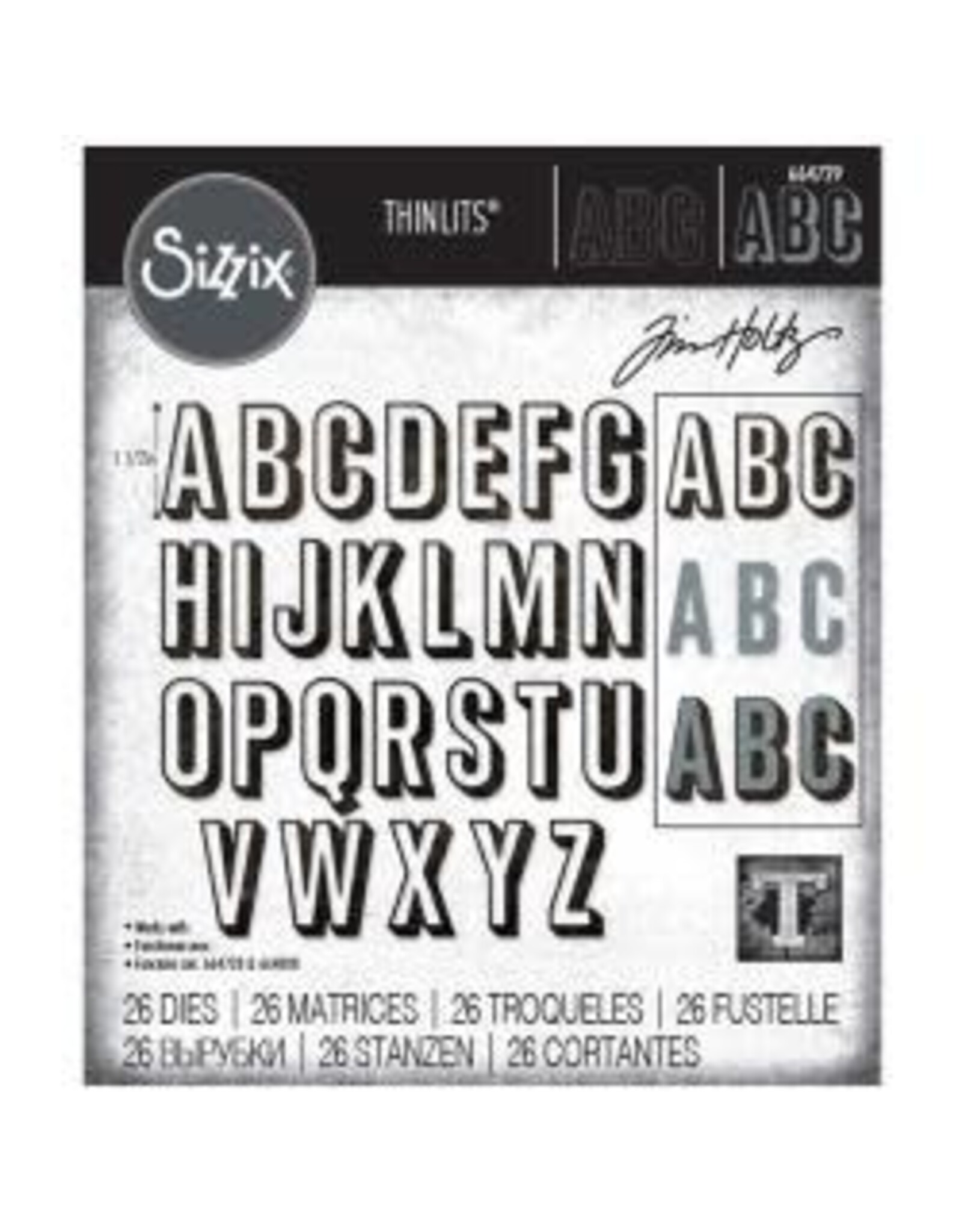 SIZZIX SIZZIX TIM HOLTZ ALPHANUMERIC SHADOW UPPER THINLITS DIES