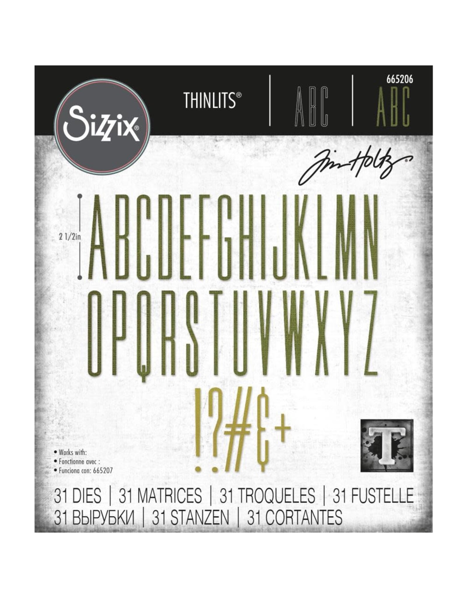 SIZZIX SIZZIX TIM HOLTZ THINLITS ALPHANUMERIC STRETCH UPPER DIE SET