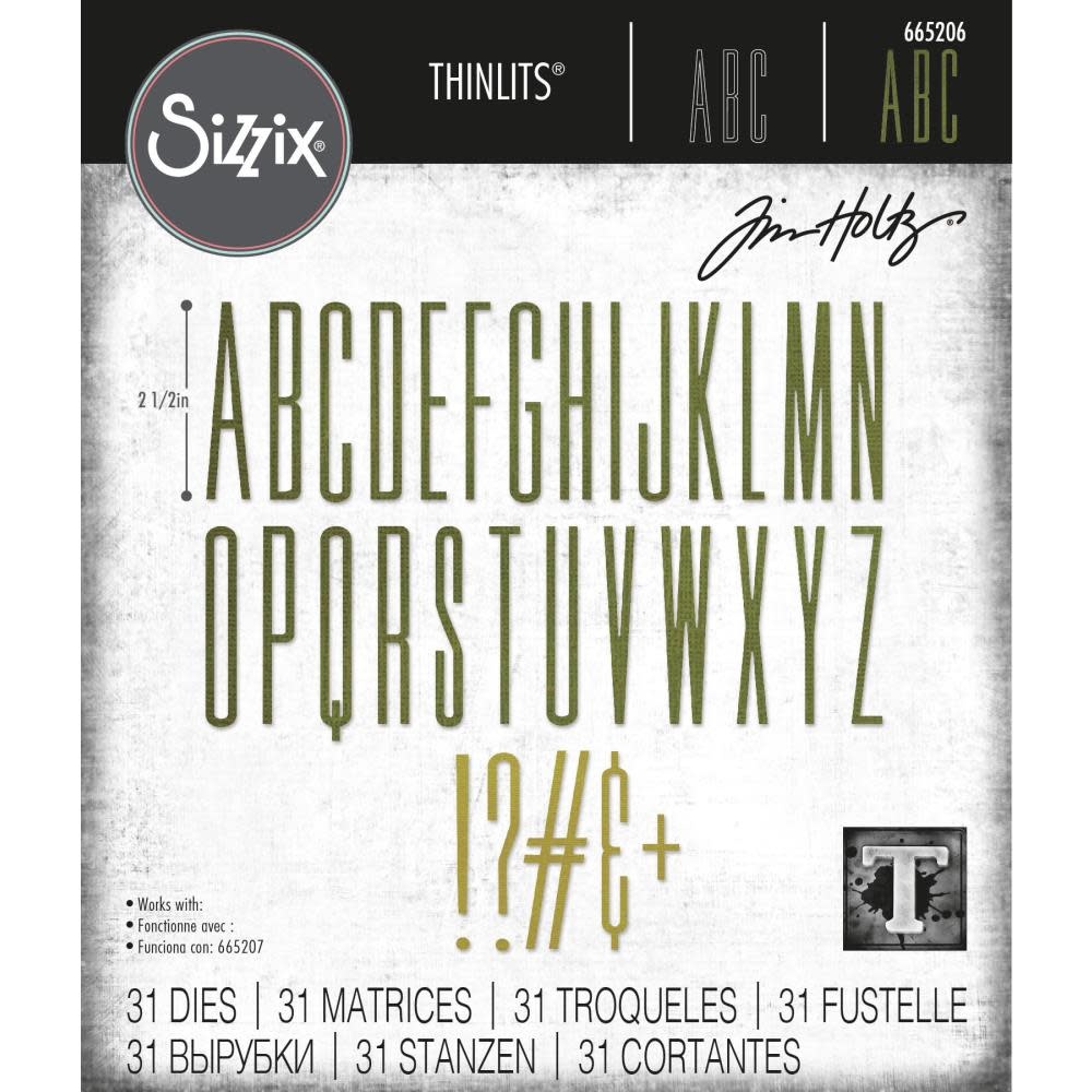 SIZZIX SIZZIX TIM HOLTZ THINLITS ALPHANUMERIC STRETCH UPPER DIE SET