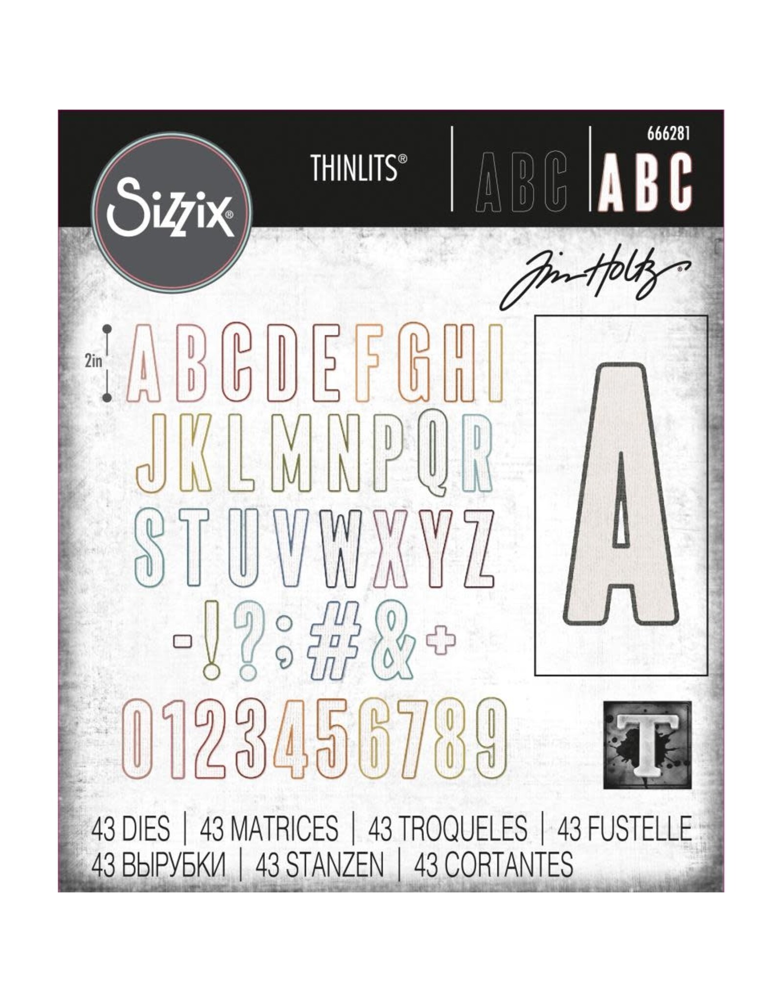 SIZZIX SIZZIX TIM HOLTZ THINLITS ALPHANUMERIC BULLETIN DIE SET