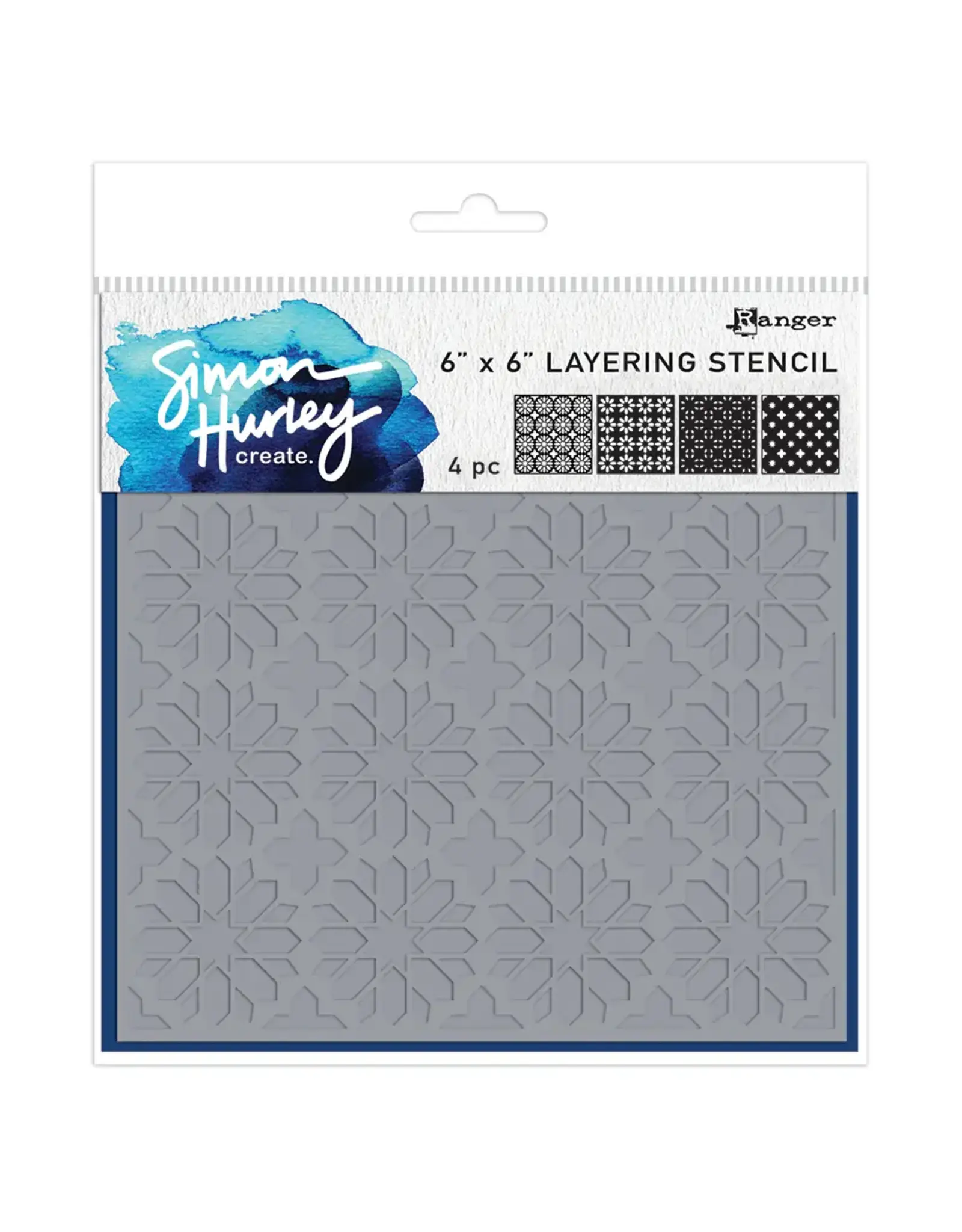 RANGER RANGER SIMON HURLEY STAR TILE 6x6 LAYERING STENCIL SET