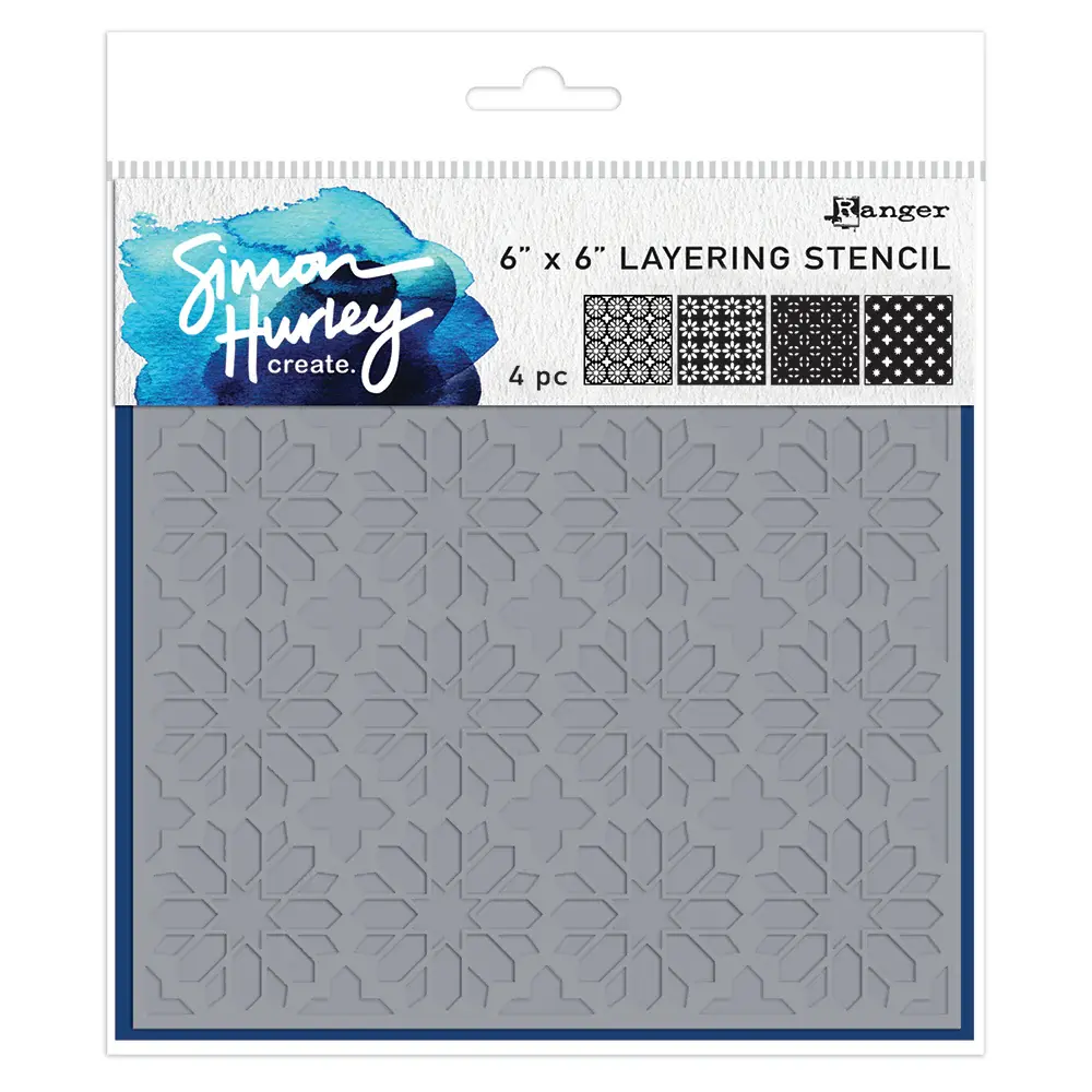 RANGER RANGER SIMON HURLEY STAR TILE 6x6 LAYERING STENCIL SET