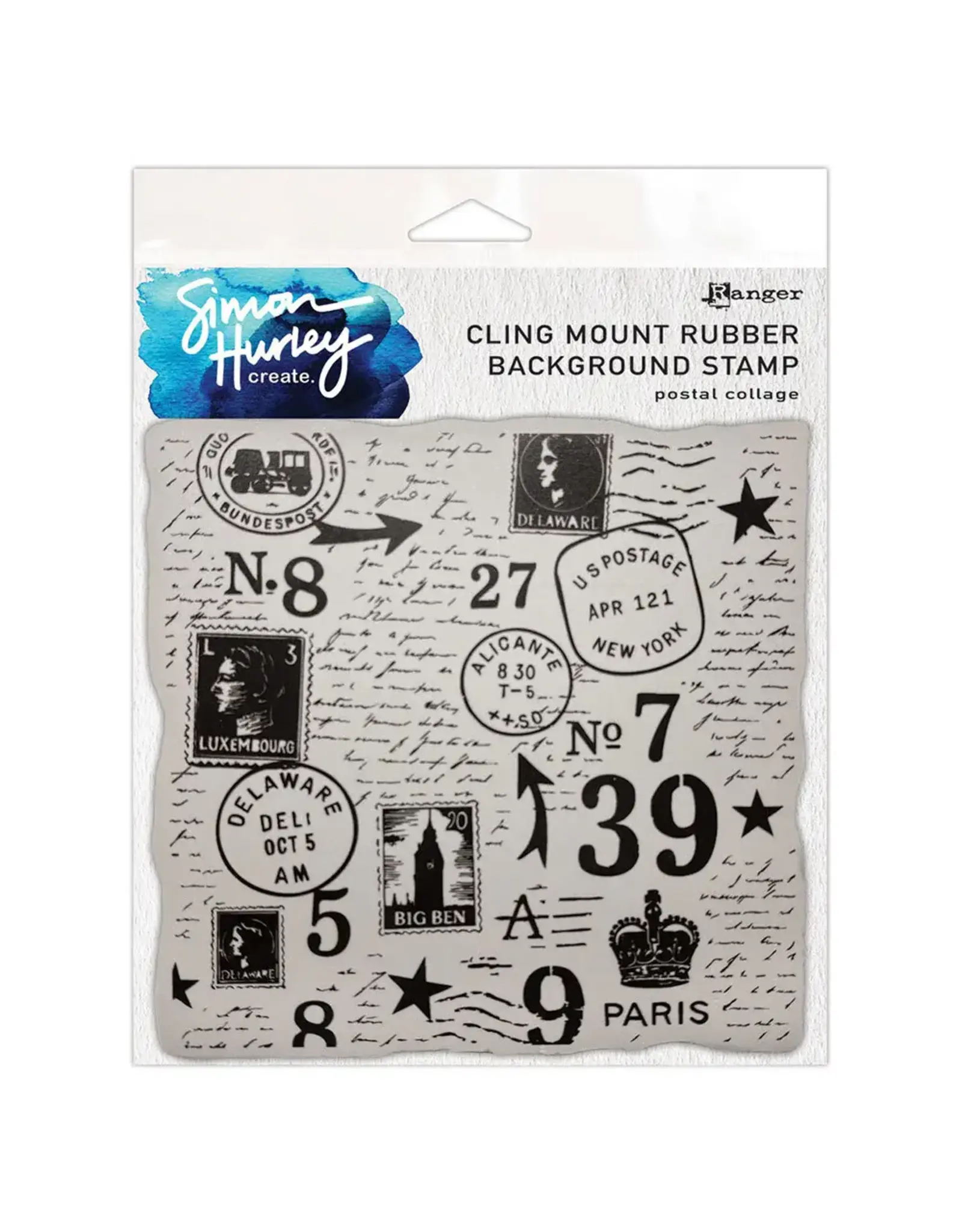 RANGER RANGER SIMON HURLEY POSTAL COLLAGE 6x6 CLING STAMP