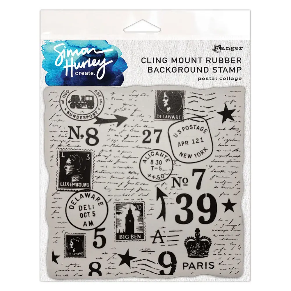 RANGER RANGER SIMON HURLEY POSTAL COLLAGE 6x6 CLING STAMP