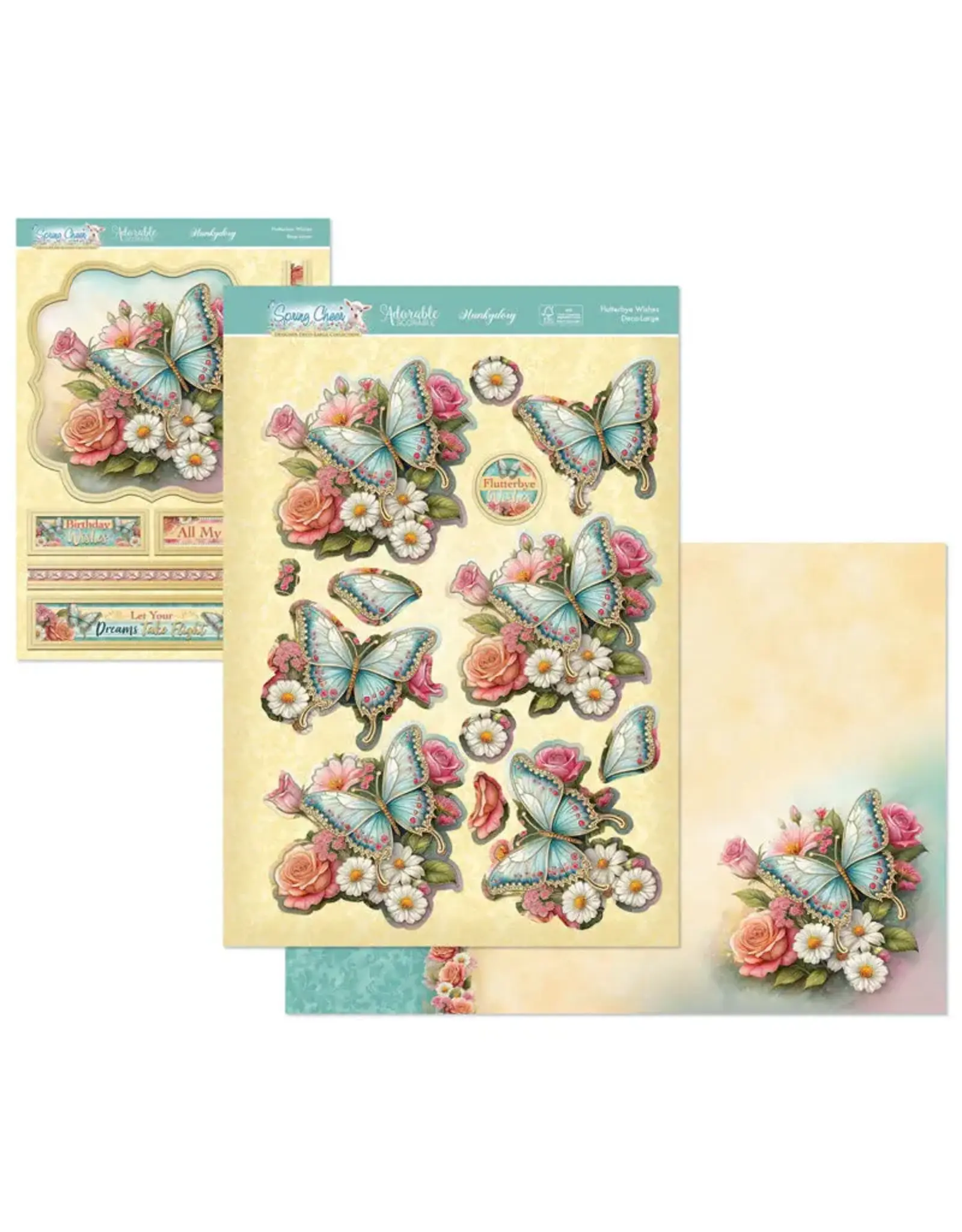 HUNKYDORY CRAFTS LTD. HUNKYDORY SPRING CHEER FLUTTERBYE WISHES DECO-LARGE SET