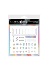 HUNKYDORY CRAFTS LTD. HUNKYDORY FOR THE LOVE OF MASKS CALENDAR, LISTS & ICONS 7x7 STENCIL